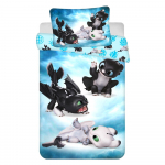 Sinine puuvillane laste voodipesu 100x135 cm How to Train Your Dragon "Babies" - Jerry Fabrics
