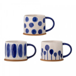 Valged-sinised keraamilised kruusid, 3 tk komplektis, 450 ml Linora - Bloomingville