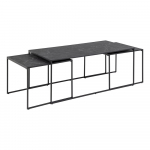 Mattmustad marmorimitatsiooniga diivanilauad 3tk komplektis 60x120 cm Infinity - Actona