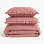 Roosa Renforc&eacute; puuvillast voodipesu &uuml;heinimesevoodile 140x200 cm Ruffle Striped - Mila Home Luxury