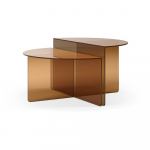 Pruunist klaasist &uuml;mmargused kohvilauad, 2 tk komplektis &oslash; 80 cm Velta - MOME