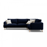 Tumesinine sametist nurgadiivan (parem nurk/L-kujuline) Naomi - Micadoni