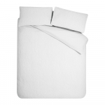 Valge pikendatud krepp-voodipesu kaheinimesevoodile 230x220 cm Crinkle Seersucker - Catherine Lansfield