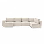 Kreem velvetist U-kujuline diivan, parem nurk Nihad modular - Bobochic Paris
