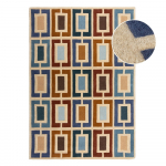 Sinine-oranž k&auml;sitsi kootud villane vaip 200x290 cm Retro Blocks - Flair Rugs
