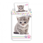 Valge puuvillane laste voodipesu 140x200 cm Kitten "Colour" - Jerry Fabrics