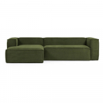 Roheline velvetist nurgadiivan (vasak nurk) Blok - Kave Home