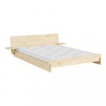 Kaheinimesevoodi m&auml;nnipuidust liistudest raamiga 180x200 cm heledas naturaalses v&auml;rvitoonis Latch - Karup