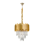 Kuldse v&auml;rvi metallist ripplamp kristallvarjuga, l&auml;bim&otilde;&otilde;duga 40 cm Grane - Nova Luce