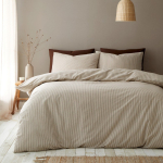 Taupe v&auml;rvi kaheinimese voodipesu 200x200 cm Cotton Rich Narrow Woven Stripe - Pineapple Elephant