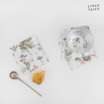 Valged-rohelised lauamatid 4tk komplektis White Botany - Linen Tales