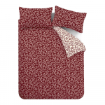 Punane flanell voodipesu &uuml;heinimesevoodile 135x200 cm Grace Floral Leaf - Catherine Lansfield