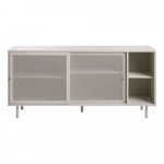 Valge metallist l&uuml;kandustega madal kummut 160x75 cm Veep - Unique Furniture