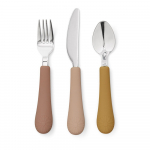 3-osaline ookerkollane/terrakottapunane silikoonist laste s&ouml;&ouml;giriistade komplekt Tuscany Mix - Cam Cam Copenhagen