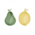 Kollased/rohelised silikoonist beebikausid komplektis 2 tk Lemon & Pear - OYOY Mini