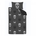 Tumehall laste voodipesu &uuml;heinimesevoodile 135x200 cm Skulls - Catherine Lansfield