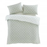 Valge/roheline pikendatud flanell-voodipesu kaheinimesevoodile 230x220 cm Polka Dot - Catherine Lansfield