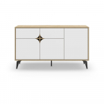 Madal kummut tammedekooriga valge-puiduv&auml;rvi 140x79 cm Nola - Marckeric