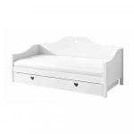 Valge m&auml;nnipuidust lastevoodi koos panipaiga ja lahtik&auml;iva voodiga 90x200 cm AMORI - Vipack