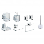 Seinale kinnitatav plastikust vannitoatarvikute komplekt l&auml;ikiva h&otilde;bedase tooniga Quadro - Wenko