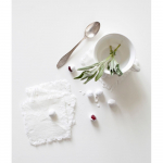 Valged linased klaasialused 4tk komplektis 10 x 10 cm Classic - Linen Tales