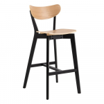 Mustast kummipuust heleda istmega baaritoolid 2 tk komplektis 105 cm Roxby - Actona