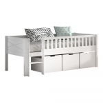 Valge k&otilde;rge m&auml;nni t&auml;ispuidust lastevoodi koos voodip&otilde;hja ja hoiuruumiga 90x200 cm Scott &ndash; Vipack