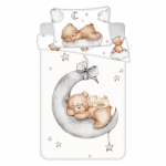 Valge puuvillane laste voodipesu 100x135 cm Teddy Bear "Ribbon" - Jerry Fabrics