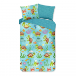 Sinine puuvillane laste pikendatud voodipesu &uuml;heinimesevoodile 140x220 cm Turtles - Good Morning