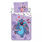 Lilla puuvillane laste &uuml;heinimese voodipesukomplekt 140x200 cm Lilo ja Stitch "Kiss" &ndash; Jerry Fabrics