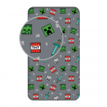 Hall puuvillane laste &uuml;hekohaline kummiga voodilina 90x200 cm Minecraft "We got this" &ndash; Jerry Fabrics