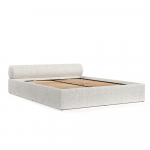 Kreem polsterdatud kaheinimesevoodi panipaiga ja liistudest voodip&otilde;hjaga 180x200 cm Solvo - Maison de R&ecirc;ve