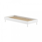 Valge p&ouml;&ouml;gipuidust &uuml;heinimesevoodi koos voodip&otilde;hjaga, ilma peatsita 90x200 cm Forrest - Vipack