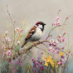 Tr&uuml;kitud pilt l&otilde;uendil 32x32 cm Sparrow - Styler