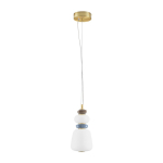 Valge/kuldse v&auml;rvi metallist LED-rippvalgusti portselanist varjuga/klaasist varjuga, &oslash; 17 cm Palo - Nova Luce