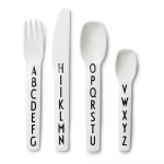 4-osaline valgete laste s&ouml;&ouml;giriistade komplekt - Design Letters