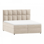 Valge-kreem polsterdatud kaheinimesevoodi koos panipaigaga 200x200 cm Flip - Ropez