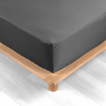 Antratsiitne puuvill-perkalist kummiga lina 180x200 cm Percaline - douceur d'int&eacute;rieur