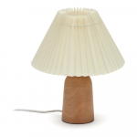 Beež kummipuidust lauavalgusti tekstiilist varjuga (k&otilde;rgus 33 cm) Benicarlo - Kave Home