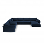 Tumesinine sametist nurgadiivan (vasak nurk/U-kujuline) Vanda - Mazzini Sofas