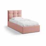 Roosa polsterdatud &uuml;heinimesevoodi koos panipaiga ja voodip&otilde;hjaga 90x200 cm Phaedra - Micadoni