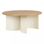 Kreemikas/naturaalses v&auml;rvitoonis &uuml;mmargune kohvilaud saarepuidust pealispinnaga, &oslash; 95 cm Gavo - noo.ma