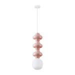 Valge/heleroosa keraamiline ripplamp klaasist varjuga, &oslash; 18 cm Clio - Nova Luce