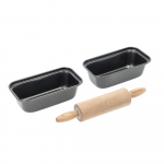 Terasest leiva k&uuml;psetusvormide komplekt koos tarvikutega, 3 tk 480 ml - Blomsterbergs