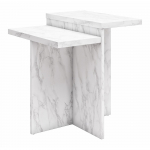 Valge marmorimitatsiooniga diivanilaud 56x56 cm Brielle - CosmoLiving by Cosmopolitan