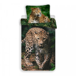 Puuvillane laste voodipesu 140x200 cm Leopard "Green" - Jerry Fabrics