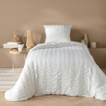 Valge krepp-voodipesu &uuml;heinimesevoodile 140x200 cm Plissia - douceur d'int&eacute;rieur