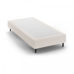 Kreem polsterdatud &uuml;heinimesevoodi ilma peatsita 90x200 cm Whale - Micadoni