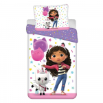 Puuvillane laste voodipesu &uuml;heinimesevoodile 140x200 cm Gabby's Dollhouse "Confetti" - Jerry Fabrics