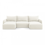 Kreem sametist panipaigaga nurgadiivanvoodi (U-kujuline) Kalena - Makamii